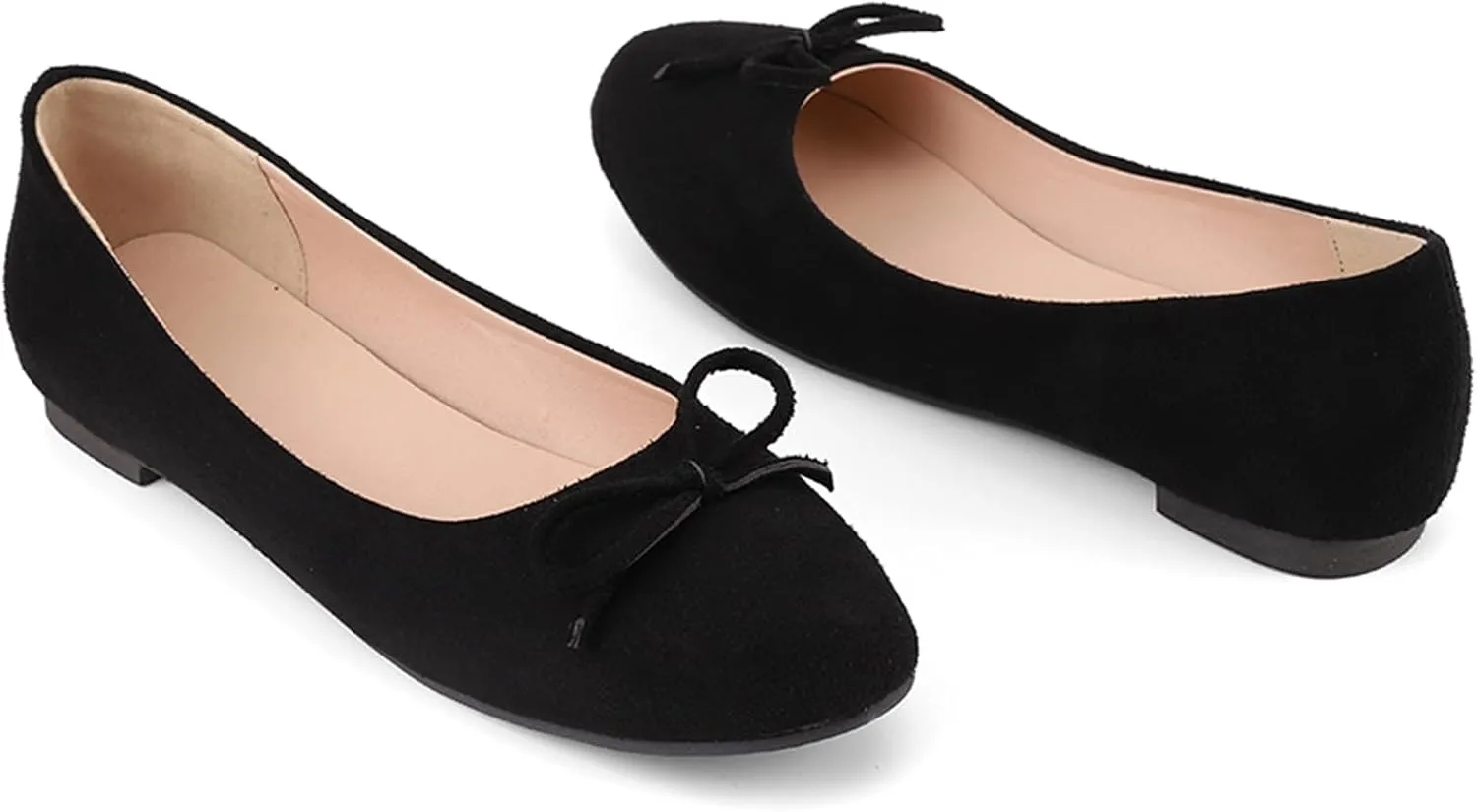 Women's Round Toe Flat Heel Loafers Slip-on Dress Shoes with Bows