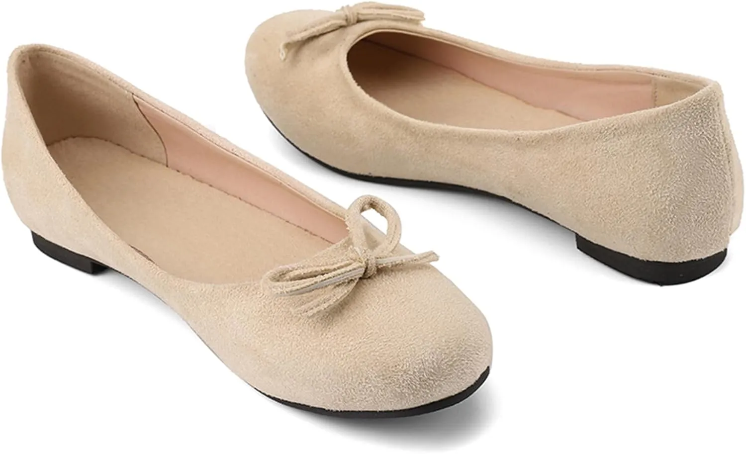 Women's Round Toe Flat Heel Loafers Slip-on Dress Shoes with Bows