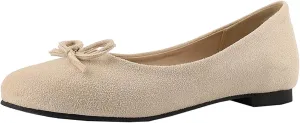 Women's Round Toe Flat Heel Loafers Slip-on Dress Shoes with Bows