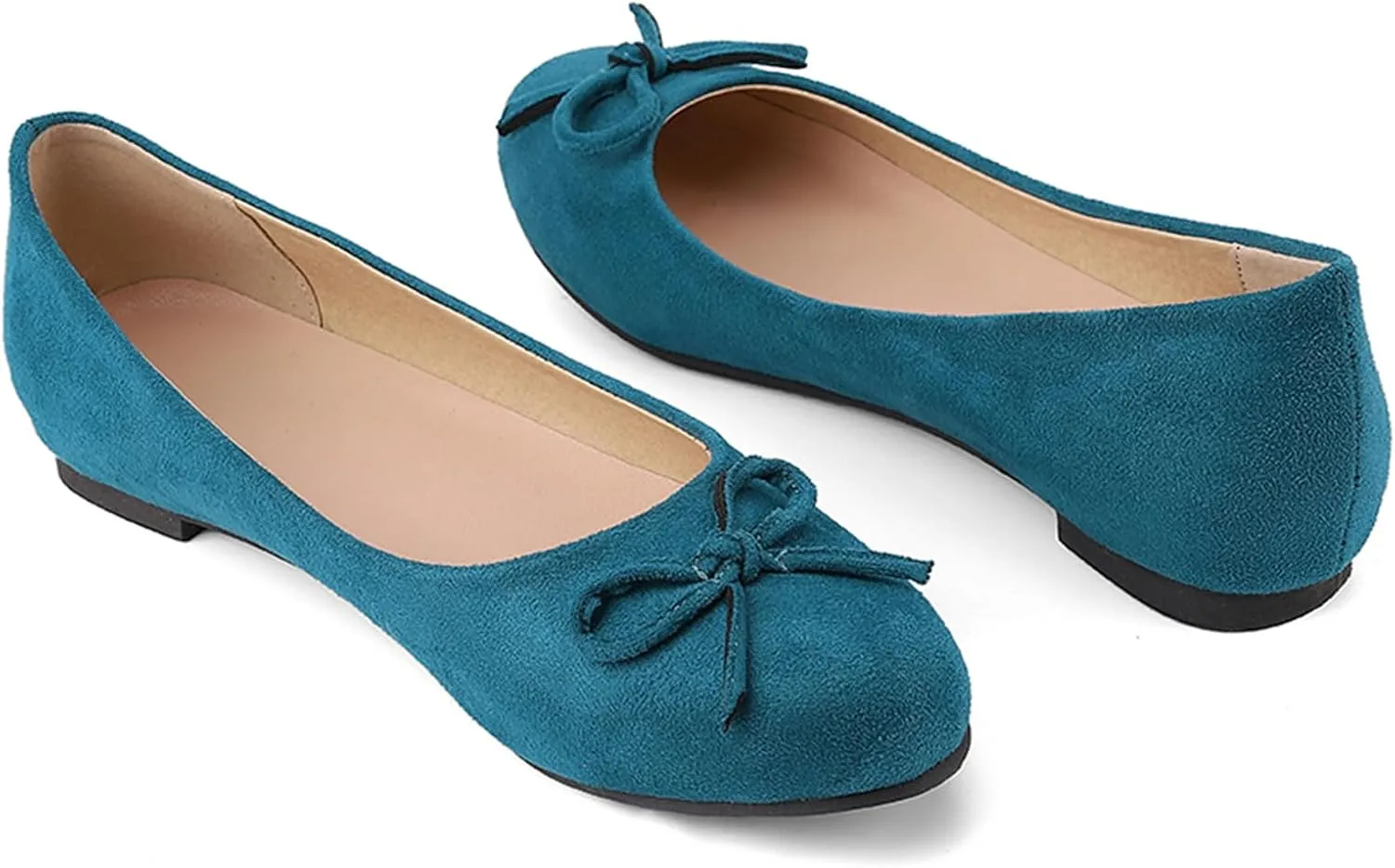 Women's Round Toe Flat Heel Loafers Slip-on Dress Shoes with Bows