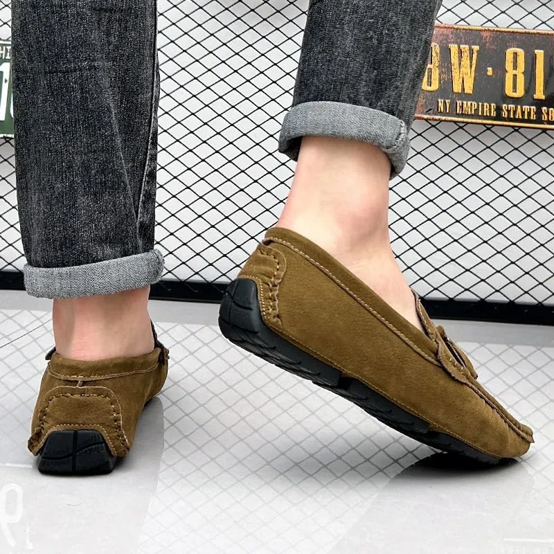 WOUND Mens Loafers Shoe Nubuck Leather Tassel Penny Driving Loafers Flexible Flat Heel Anti-Slip Classic Slip-on (Color : Brown, Size : 11.5)
