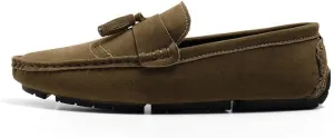 WOUND Mens Loafers Shoe Nubuck Leather Tassel Penny Driving Loafers Flexible Flat Heel Anti-Slip Classic Slip-on (Color : Brown, Size : 11.5)