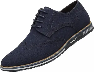 Yiozoi Men's Brogue Shoes Wear-Resistant Lace up Pointed Leather Flat Business Office Dress