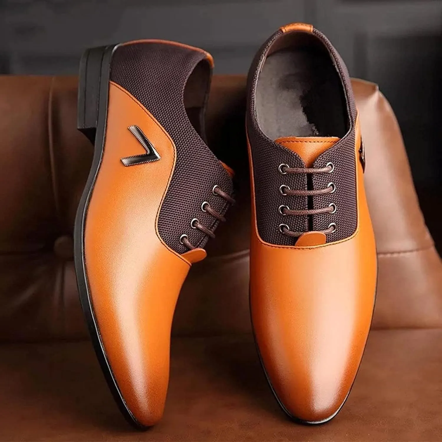 Yiozoi Men's Business Formal Shoes Light Lace up Oxford Business Office Pointed Dress Leather Shoes