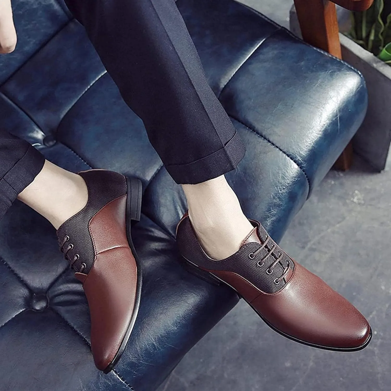 Yiozoi Men's Business Formal Shoes Light Lace up Oxford Business Office Pointed Dress Leather Shoes