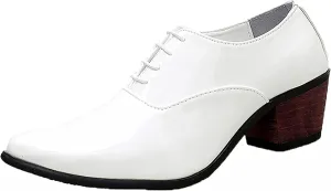 Yiozoi Men's Official Shoes Patent Leather Lace up Height Increase Oxford Business Wedding Pointed Dress