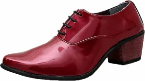 Yiozoi Men's Official Shoes Patent Leather Lace up Height Increase Oxford Business Wedding Pointed Dress