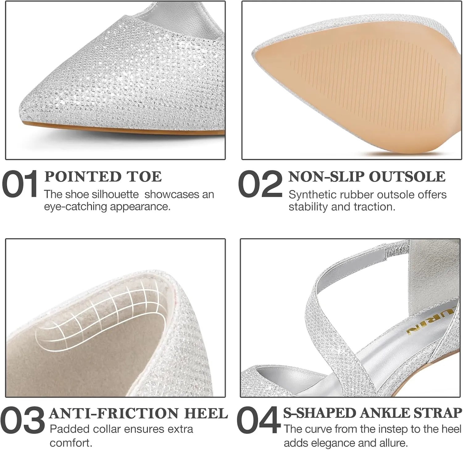 ZURIN Women's Pointed Toe Stiletto Heels for Women Comfortable Closed Toe Heel Dress Pumps Shoes for Work Office Wedding Dancing 3 inch